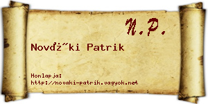Nováki Patrik névjegykártya