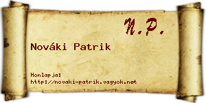 Nováki Patrik névjegykártya